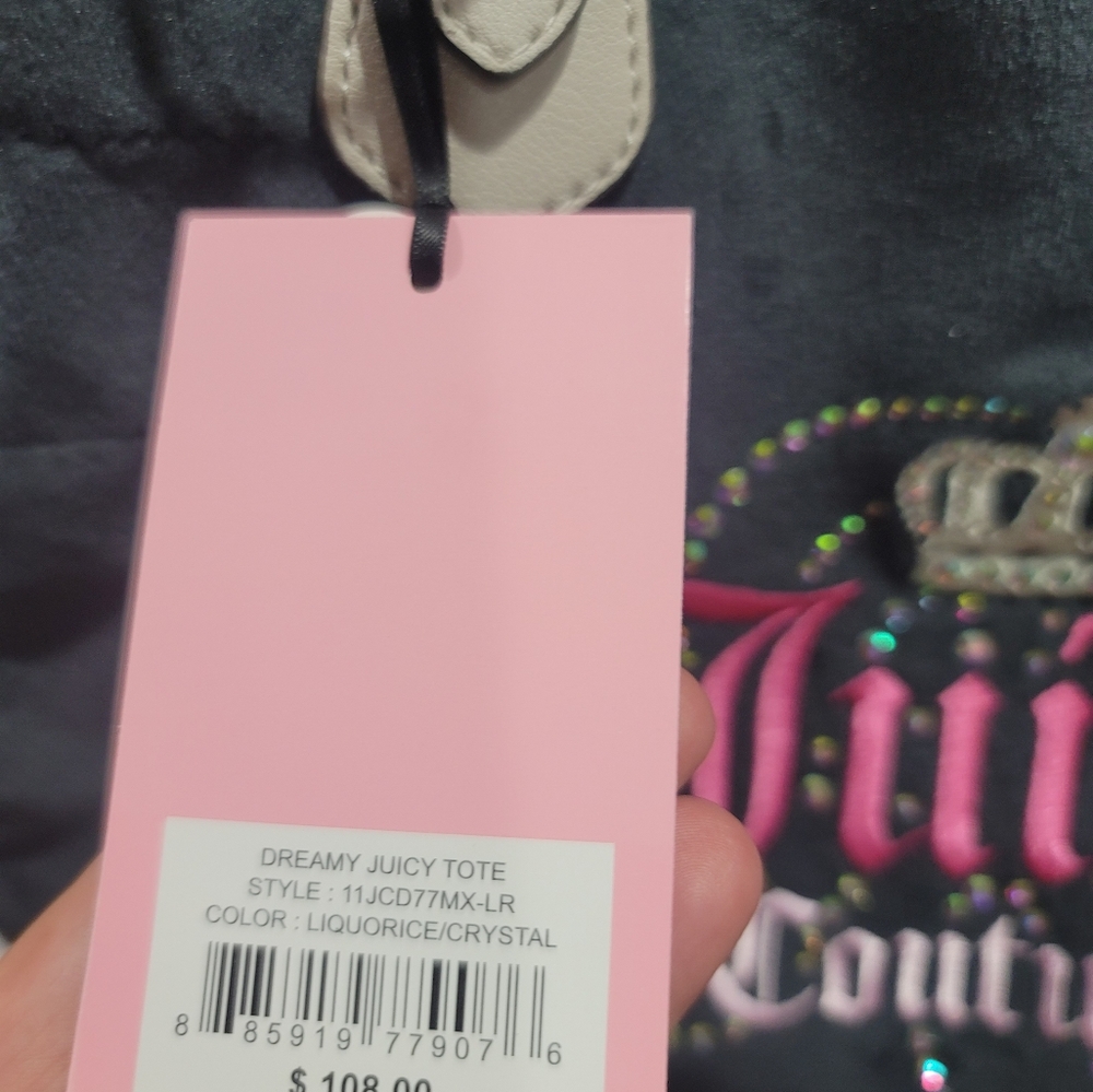 Juicy Couture Dreamy Juicy Tote Liquorice/Crystal Crown New Exclusive - Picture 6 of 12